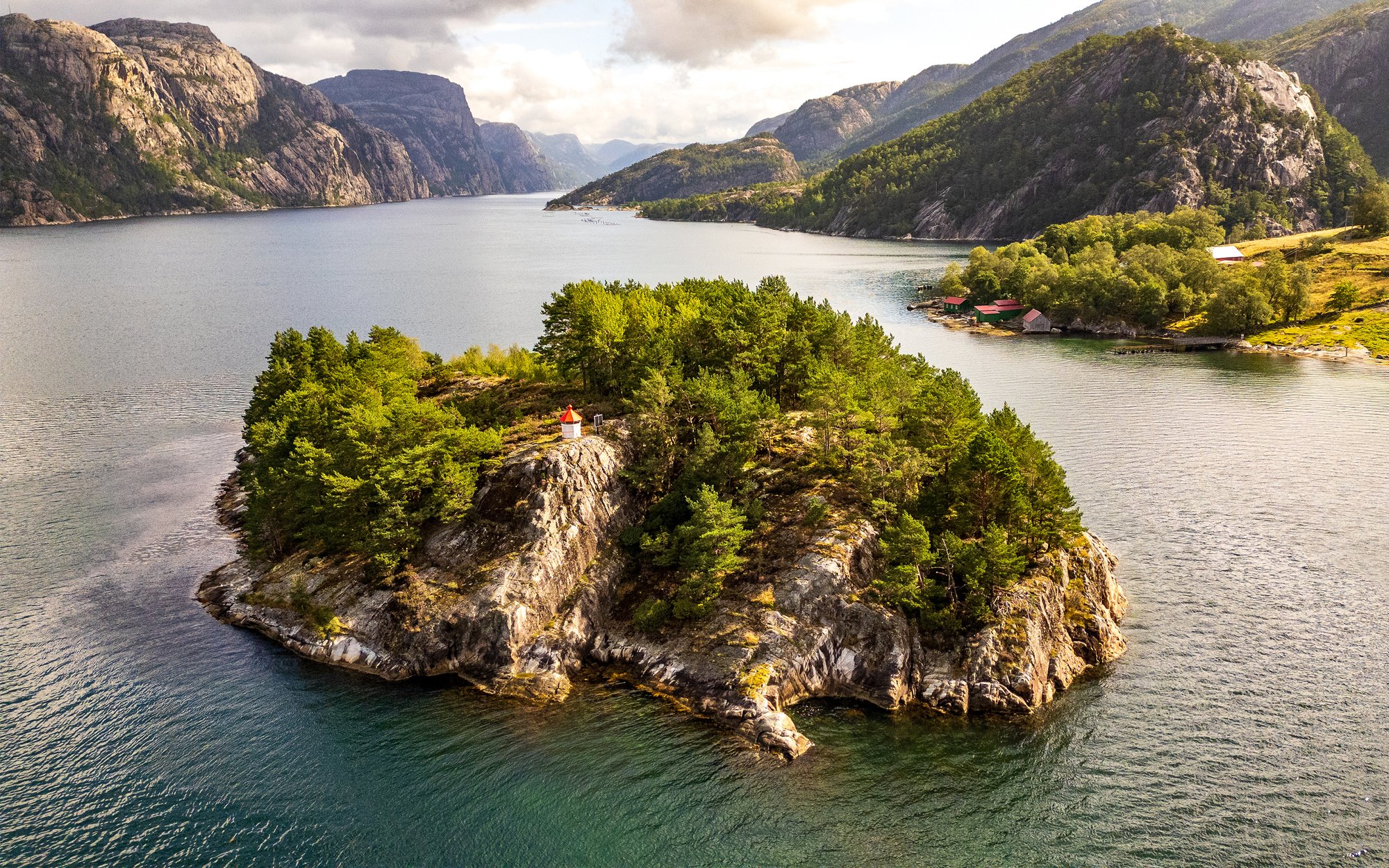 A small wooded island in the fjord near Stavanger