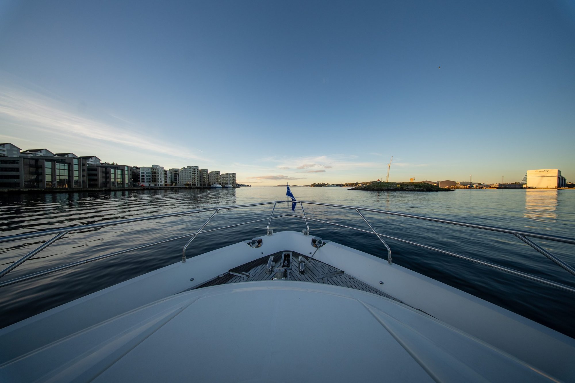 Arriving in Stavanger harbour on the bow of Barolo III