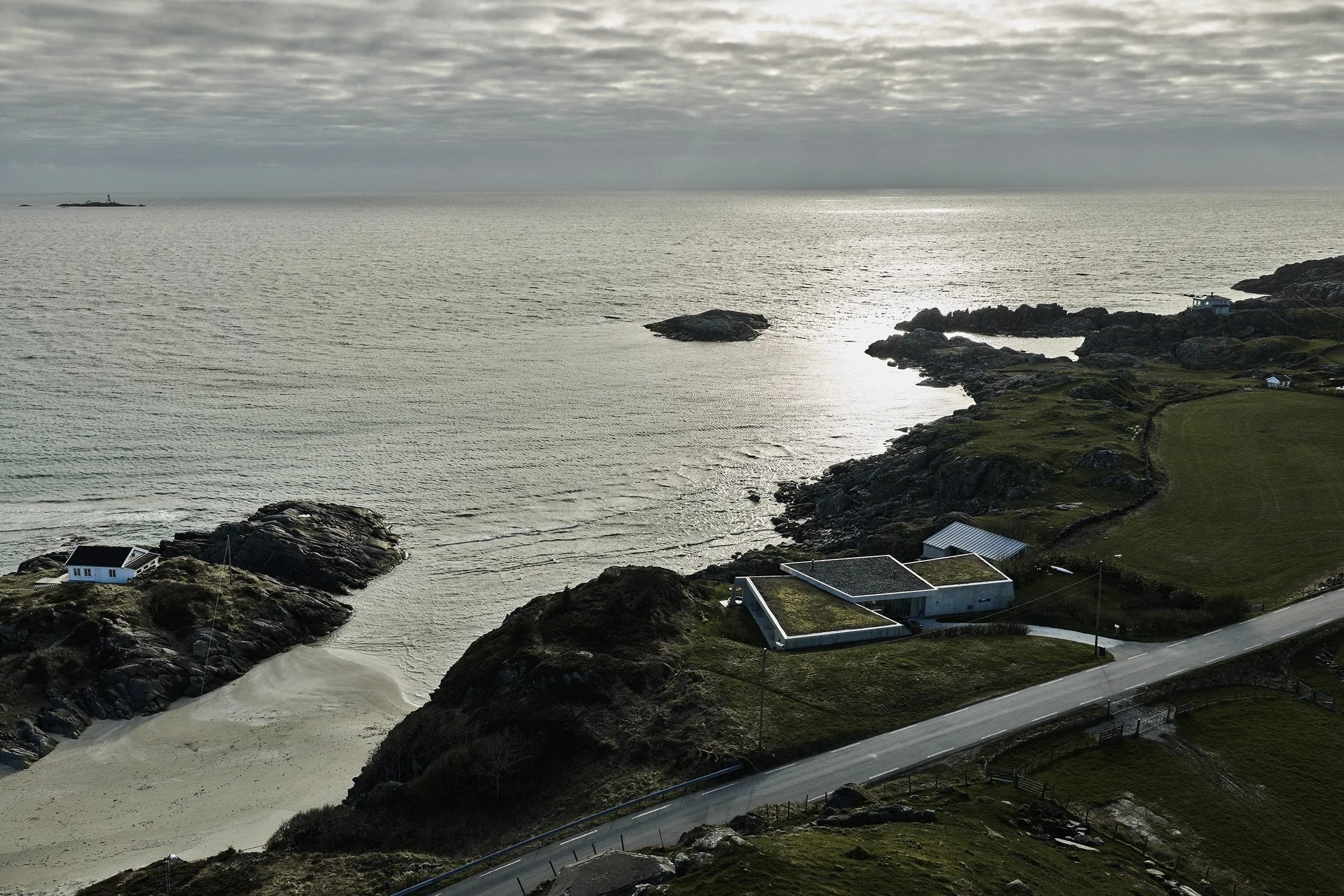 Aerial view of The Bolder Wave on the coast near Stavanger